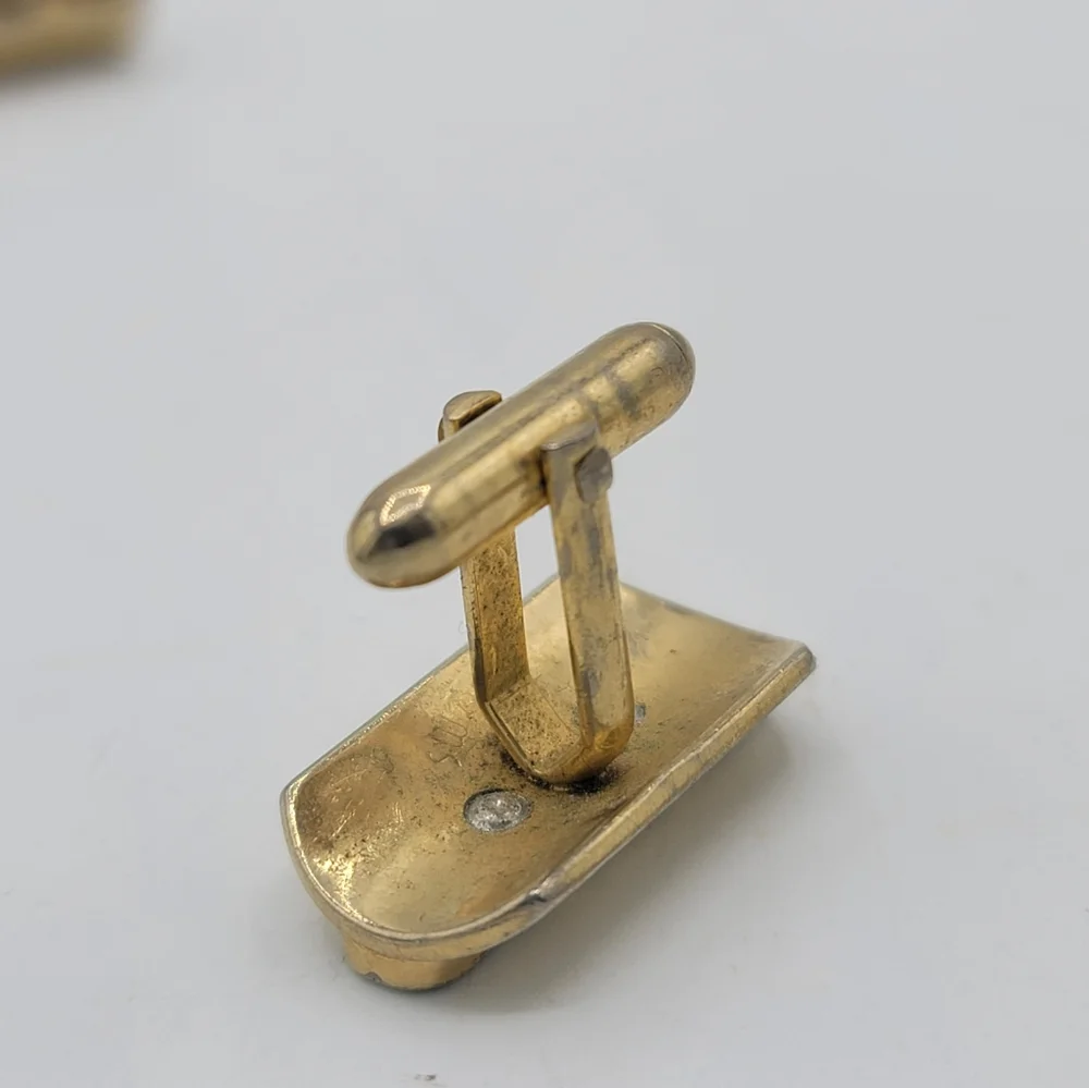 Swank Cufflinks Gold Tone with Silver Chain Link Accent Mid-Century Vintage